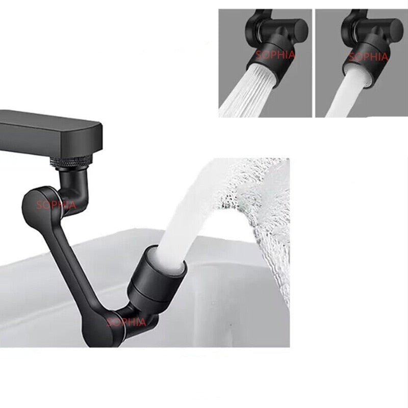 Black Universal 1080° Rotation Faucet Extender Plastic Dual Mode - enoughdream.com