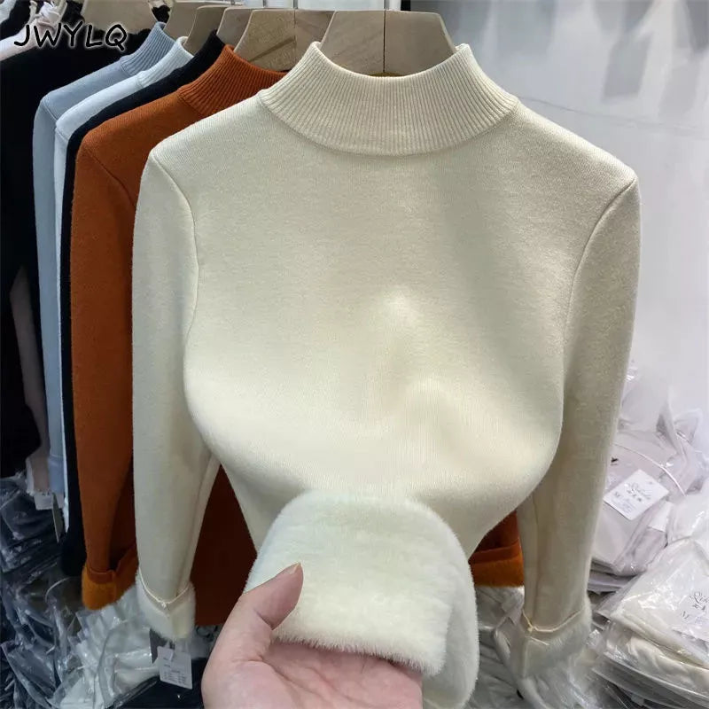 Turtleneck Slim Thicken Knitted Pullovers Woman 2024 - enoughdream.com