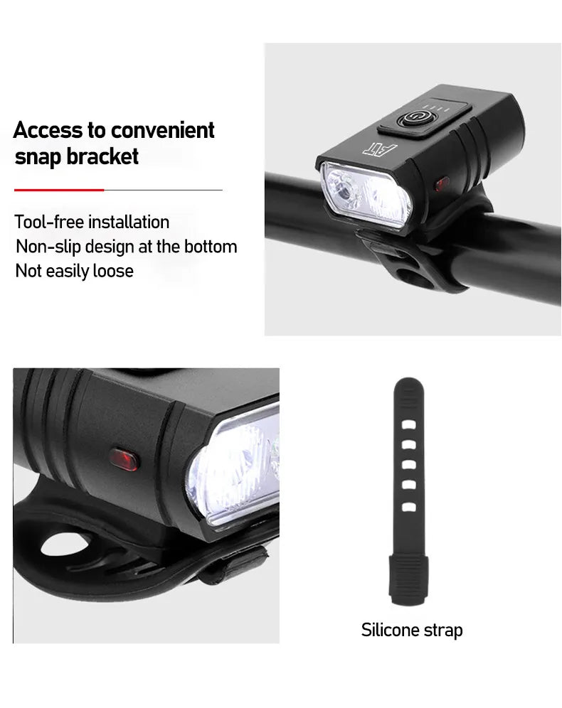 LED Bicycle Front Light Type-c - Rechargeable Bicycle Headlight MTB Road Bike