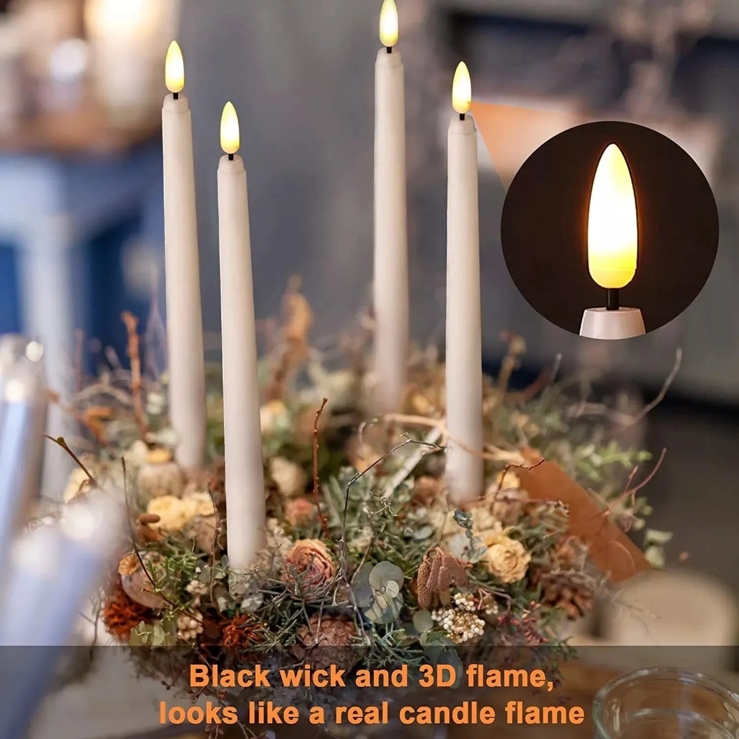 LED Flameless Taper Candles with 10-Key Remote 11" Battery Decor