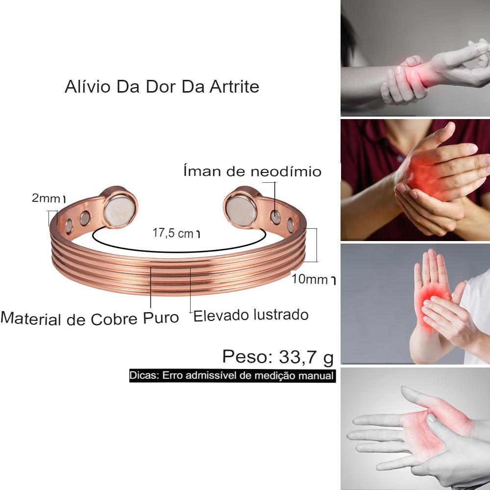 Pulseiras de cobre puro para homens e mulheres pulseiras ajustáveis com listras magnéticas para artrite, saúde, ímã alto, - A.S Foco
