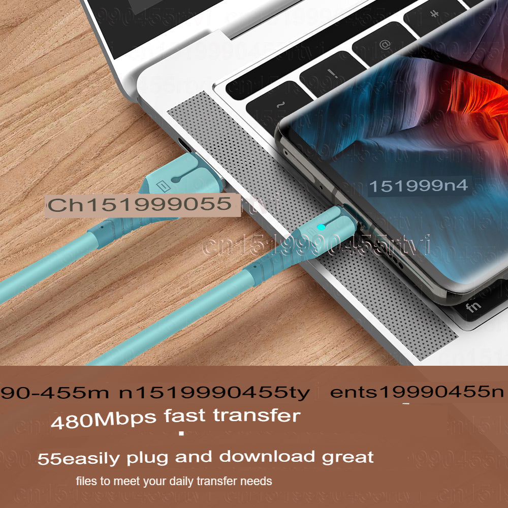 Cabo USB tipo C 5A Carregamento rápido Cabo USB C Cabo USB tipo C Xiaomi POCO X3 M3 1/2M - A.S Foco