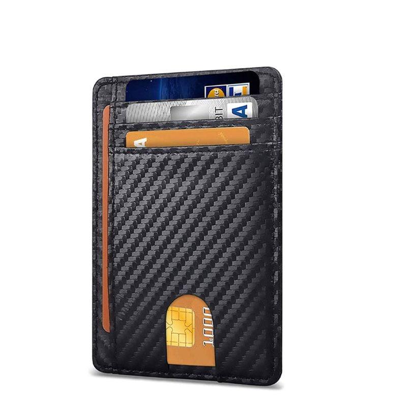 Carteira fina de couro com bloqueio de RFID Porta-cartões de crédito Porta-moedas Moda unissex comporta até 12 cartões - A.S Foco