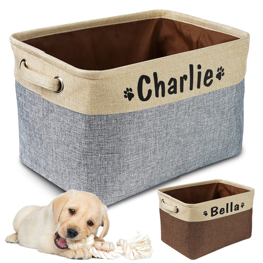 Personalized Pet Dog Toy Storage Basket Dog Canvas Bag Foldable Pet - enoughdream.com