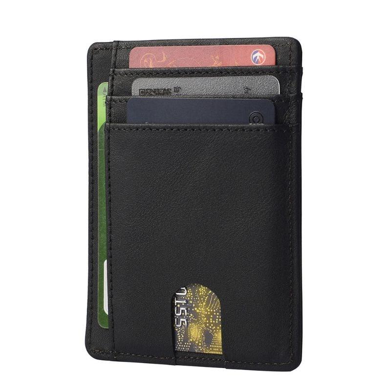 Carteira fina de couro com bloqueio de RFID Porta-cartões de crédito Porta-moedas Moda unissex comporta até 12 cartões - A.S Foco