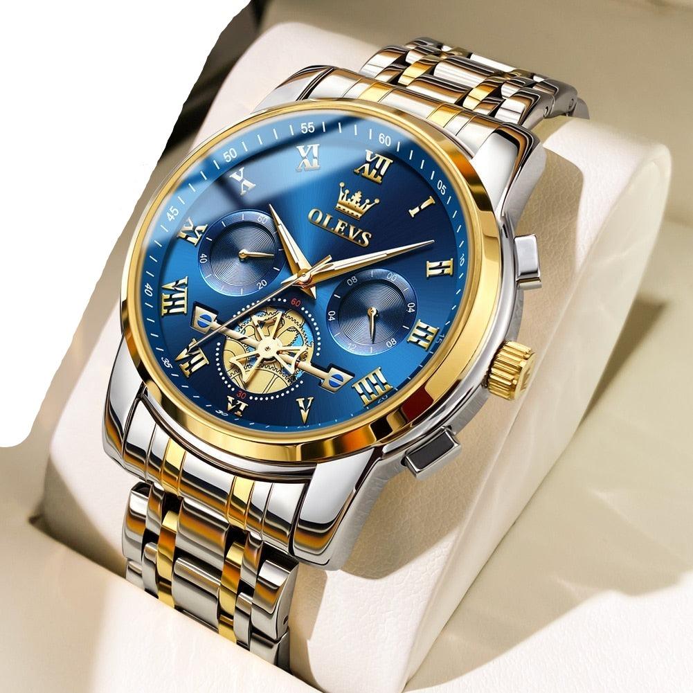 Relógios masculinos de marca superior clássico com mostrador em escala romana luxo quartzo à prova d'água luminoso-OLEVS - A.S Foco