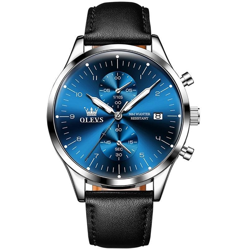 Relógios masculinos de marca original, quartzo, luxo, negócios, à prova d'água, luminoso, data, moda, cronógrafo - OLEVS - A.S Foco