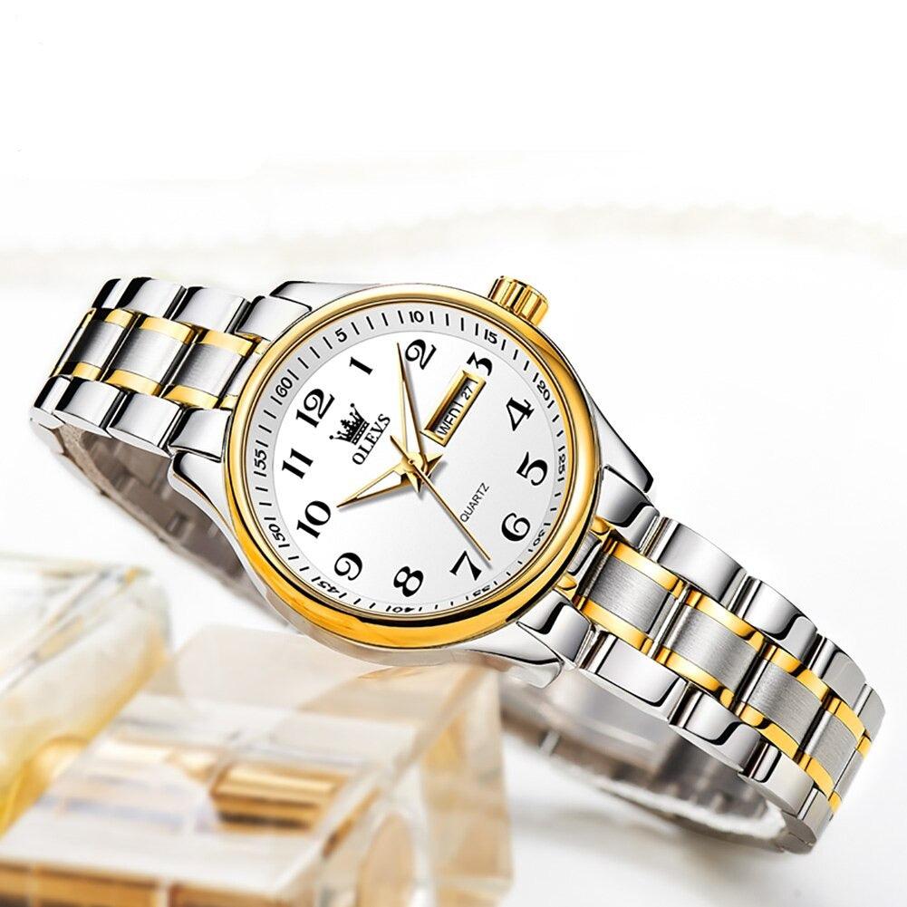 Relógio para mulheres, elegante, aço inoxidável, luminoso, à prova d'água- OLEVS - A.S Foco