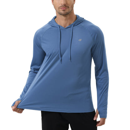 Men's Long Sleeve UPF 50+ Rash Guard Hoodie Fitness - enoughdream.com