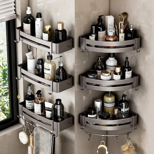 Shelf No Drilling Aluminum Above The Toilet Wall Mounted Bathroom Organizer - enoughdream.com