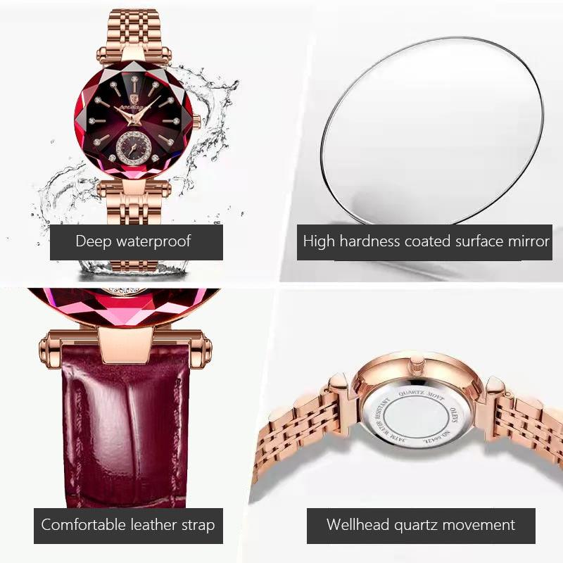 Relógios Femininos Moda Diamante Couro Relógio de Quartzo Marca-POEDAGAR - A.S Foco