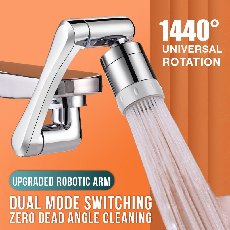 Stainless steel Universal 1080 °Swivel Robotic Arm Swivel Extension Faucet Aerator Kitchen - enoughdream.com